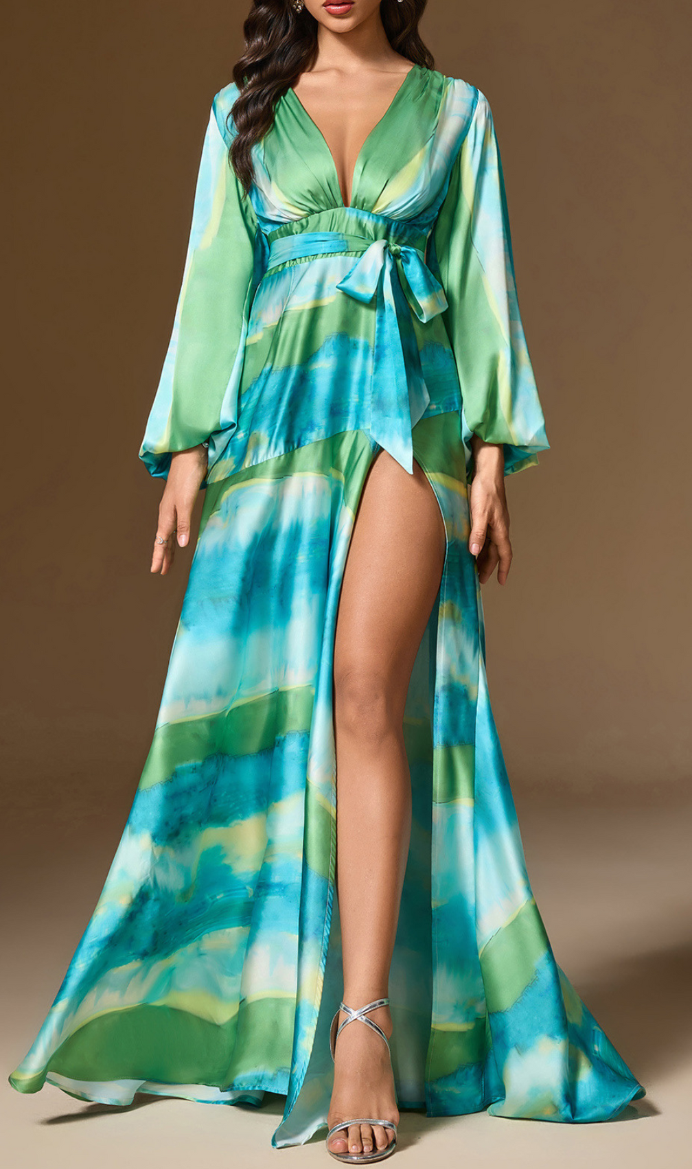 Galena Printed Long Sleeve Maxi Dress
