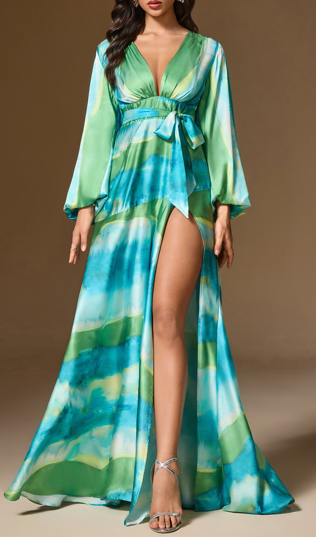 Galena Printed Long Sleeve Maxi Dress
