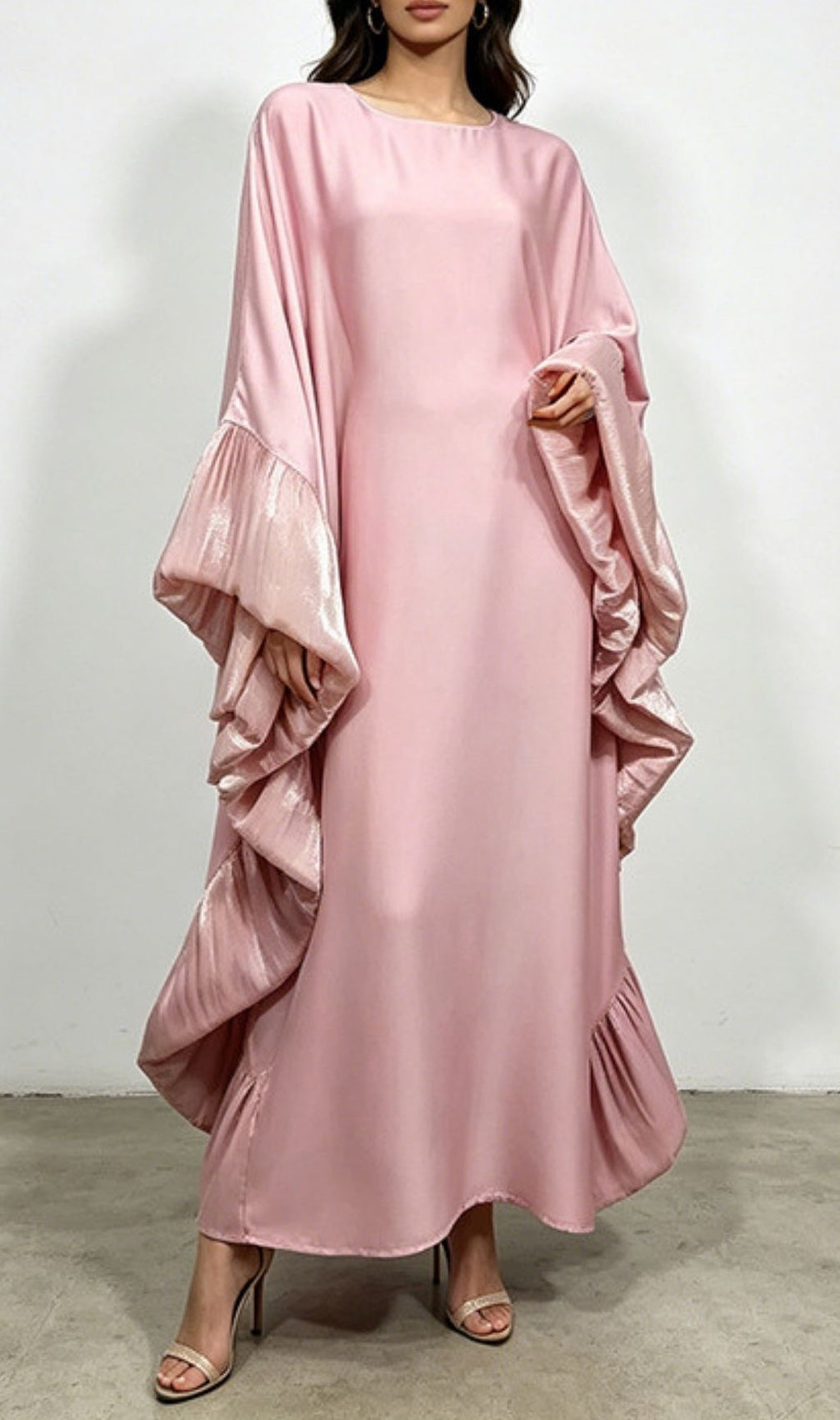 Kirklynn Pink Batwing Sleeve Maxi Dress