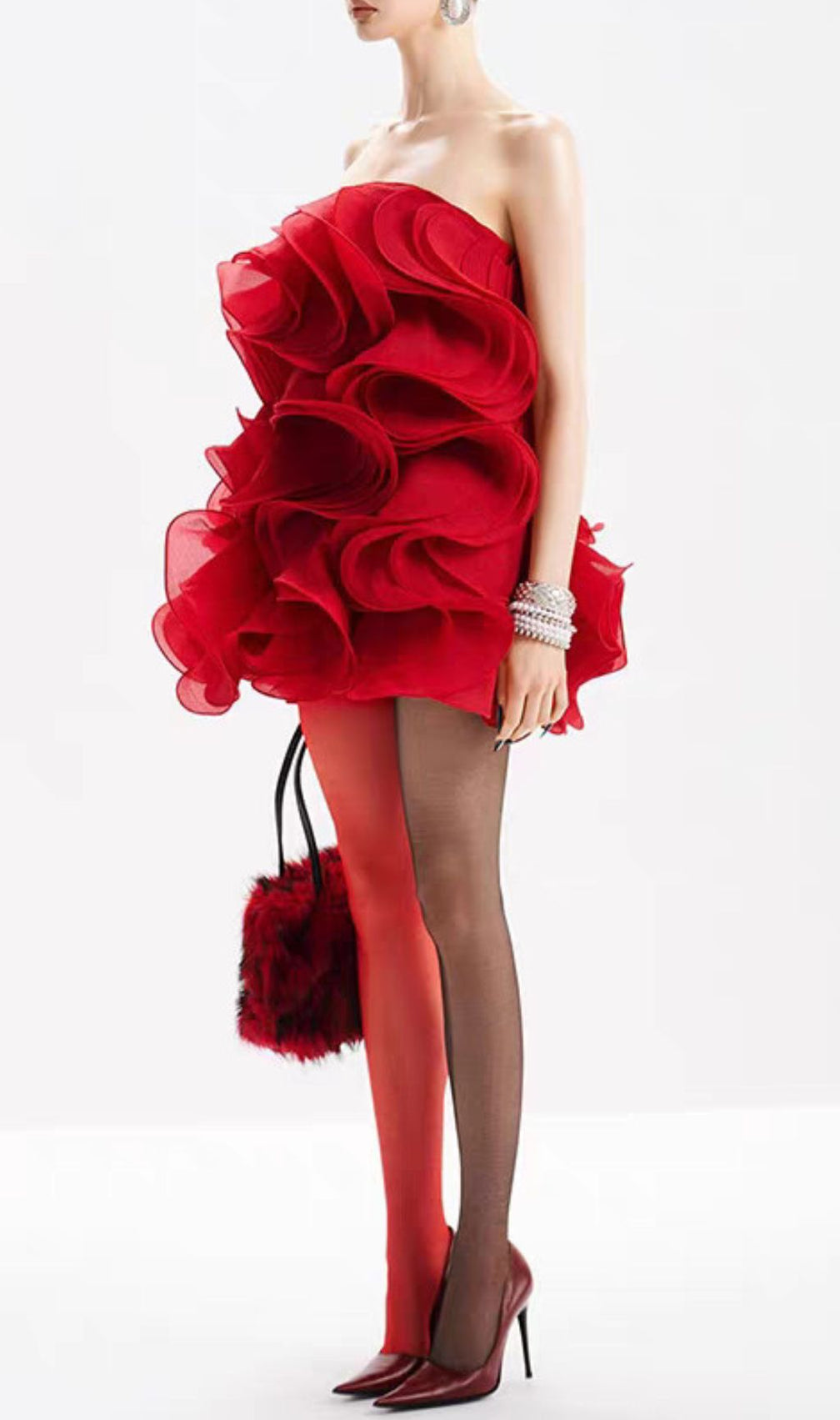 Indiana Red Ruffle Strapless Mini Dress | Vibrant Party & Date Night