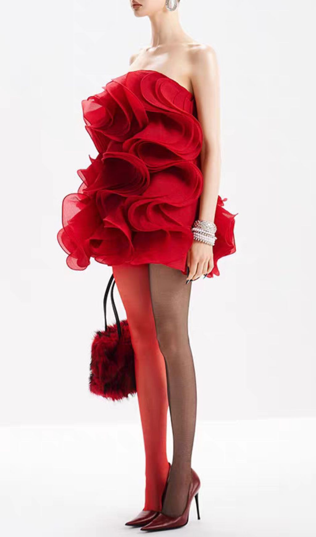 Indiana Red Ruffle Strapless Mini Dress | Vibrant Party & Date Night