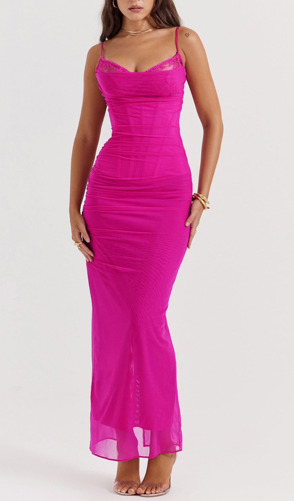 Fuchsia Corset Maxi Dress