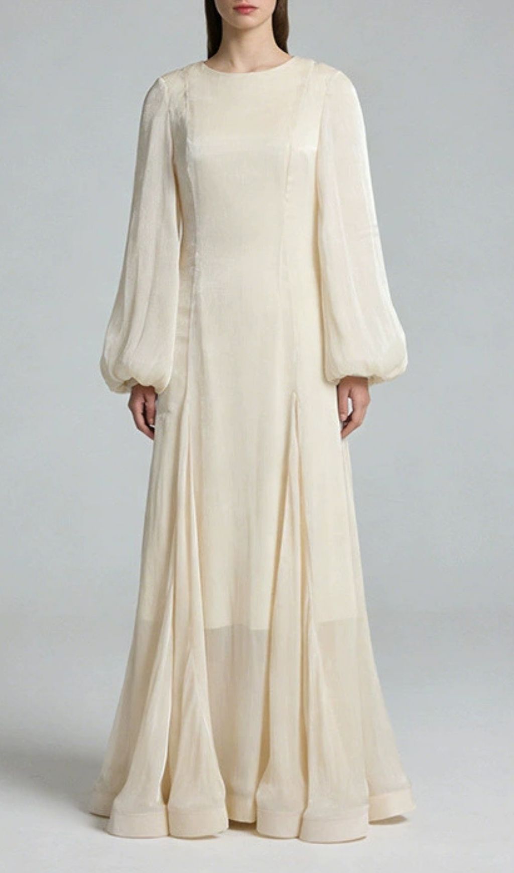 Keren Champagne Long Sleeve Maxi Dress - Elegant Formal Gown