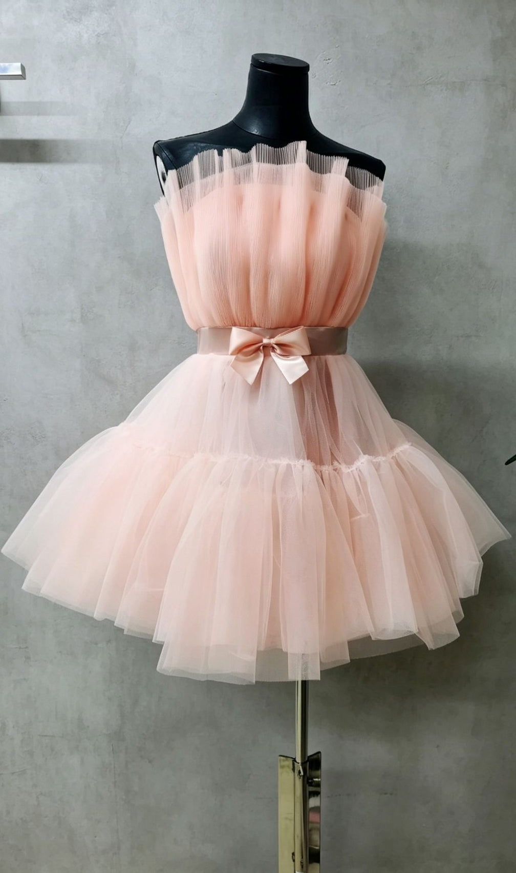 Frederica Bow-Accent Waist-Cinched Strapless Dress