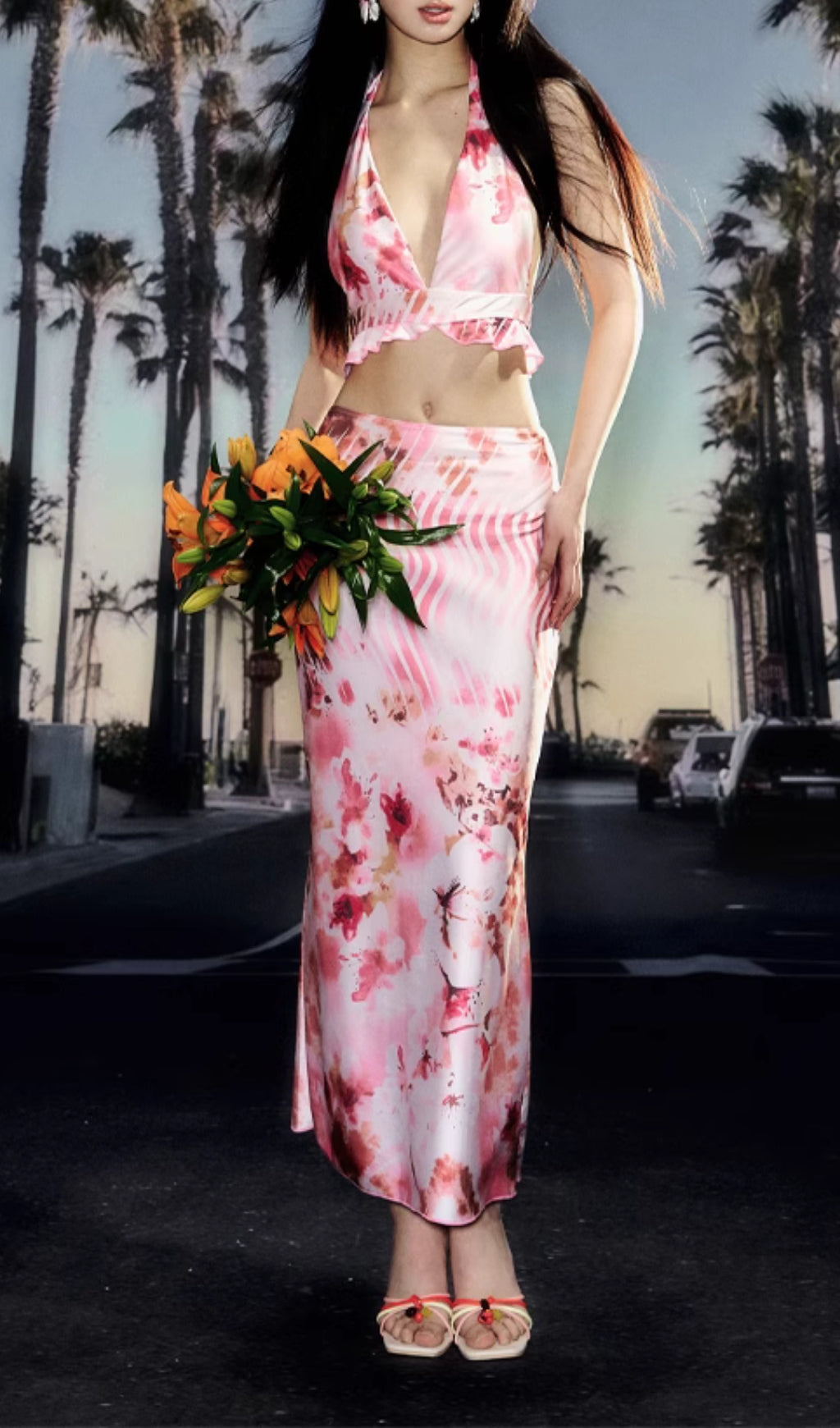 Decima Printed Three-Piece Swimsuit