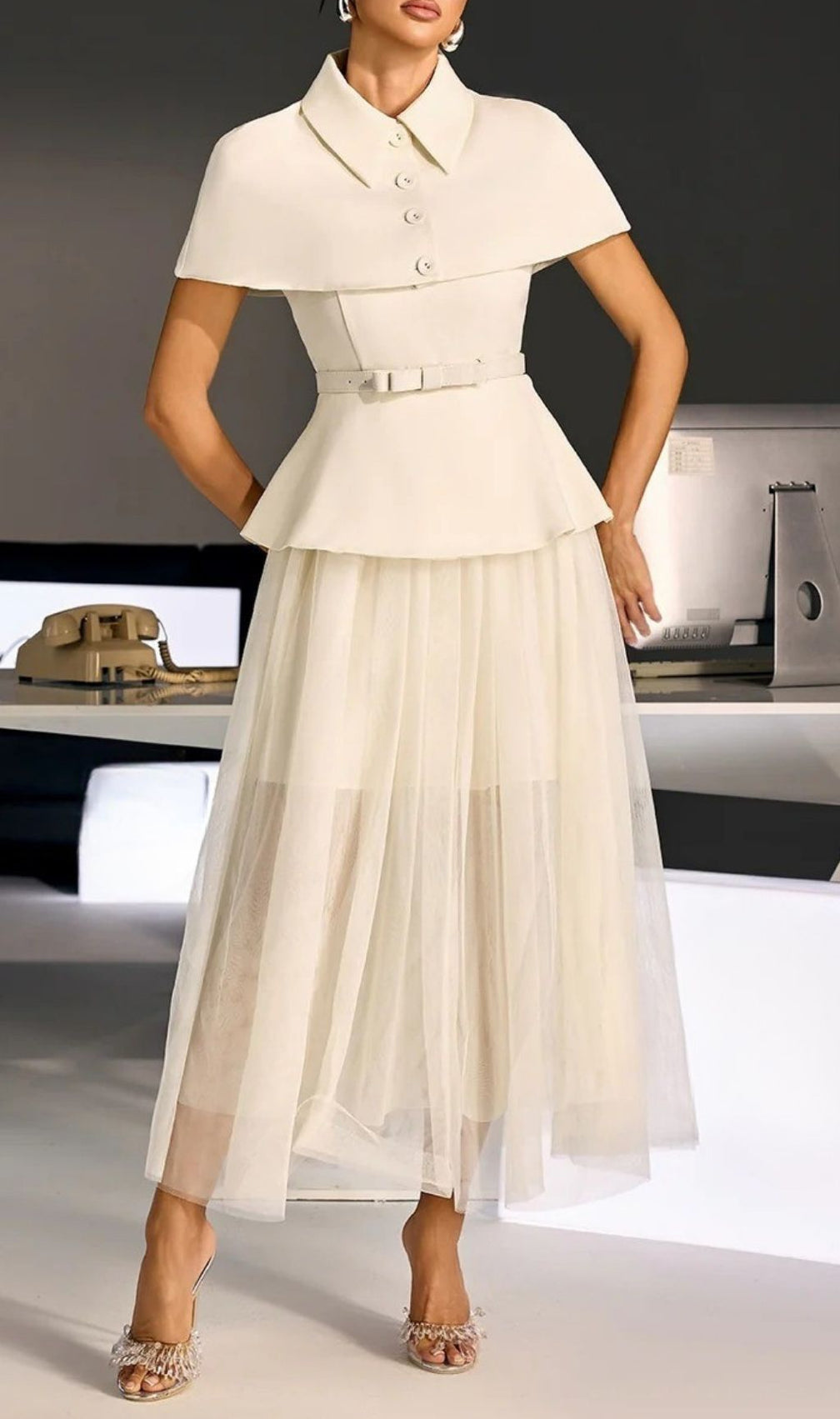 Larevix Cape Skirt Set With Belt