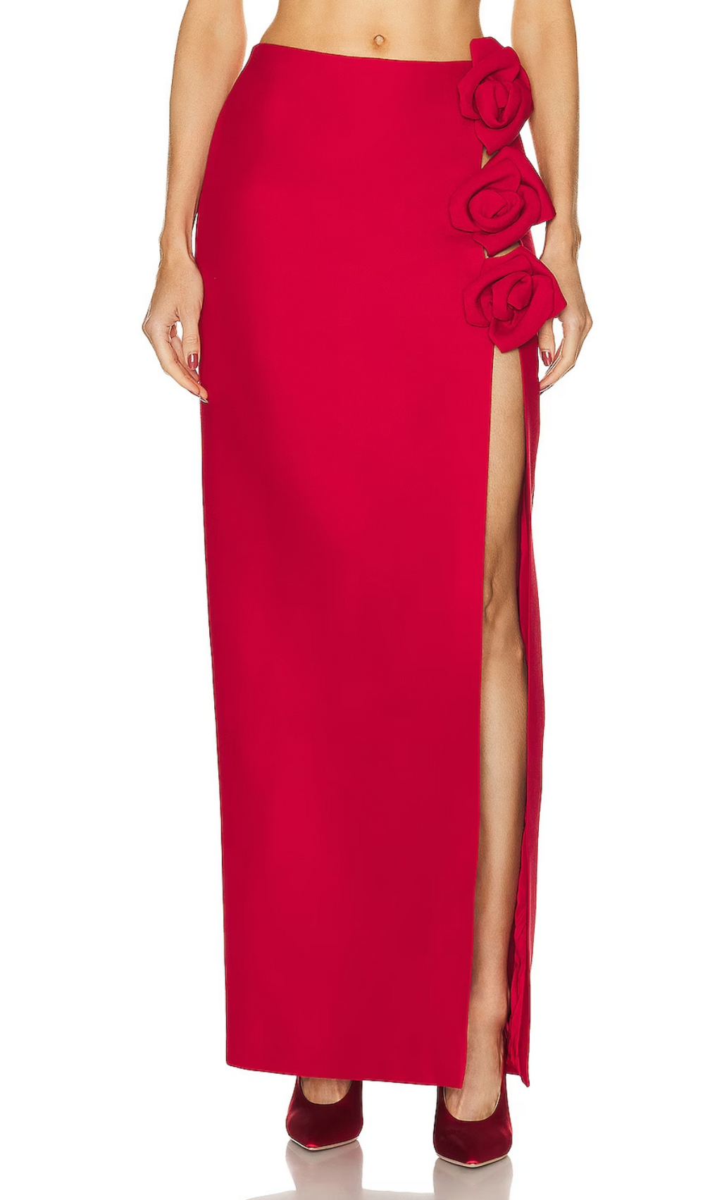 Arielle Red Rose-Embellished Skirt