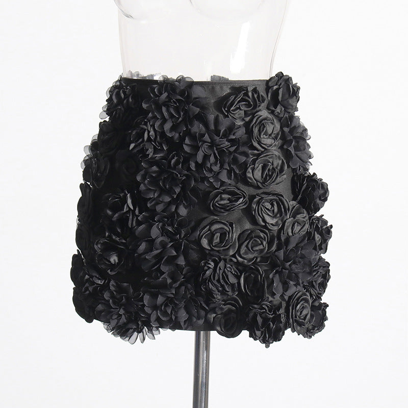 Anchalee Black Flower Mini Skirt