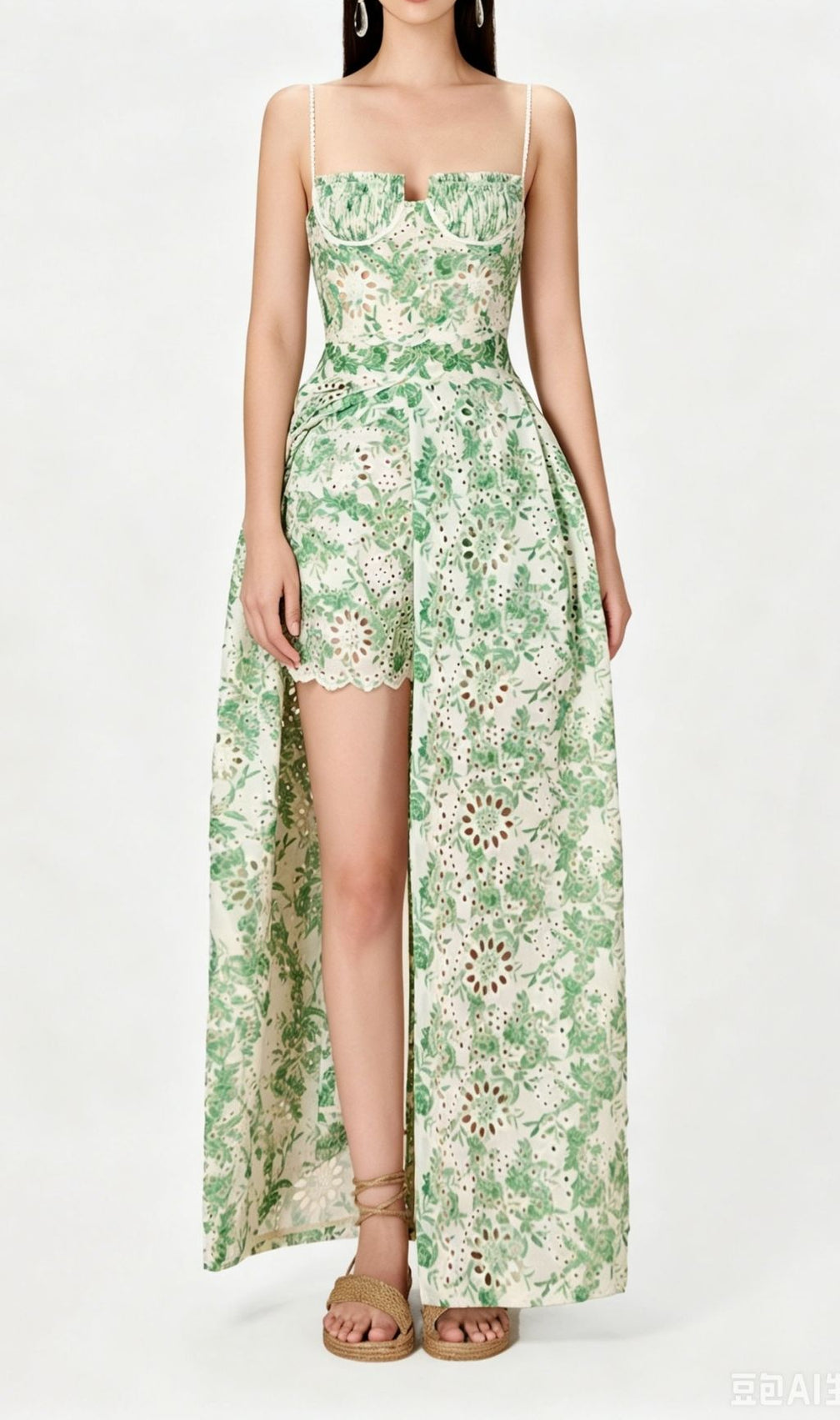 Kolby Green Printed Maxi Dress & Shorts Set