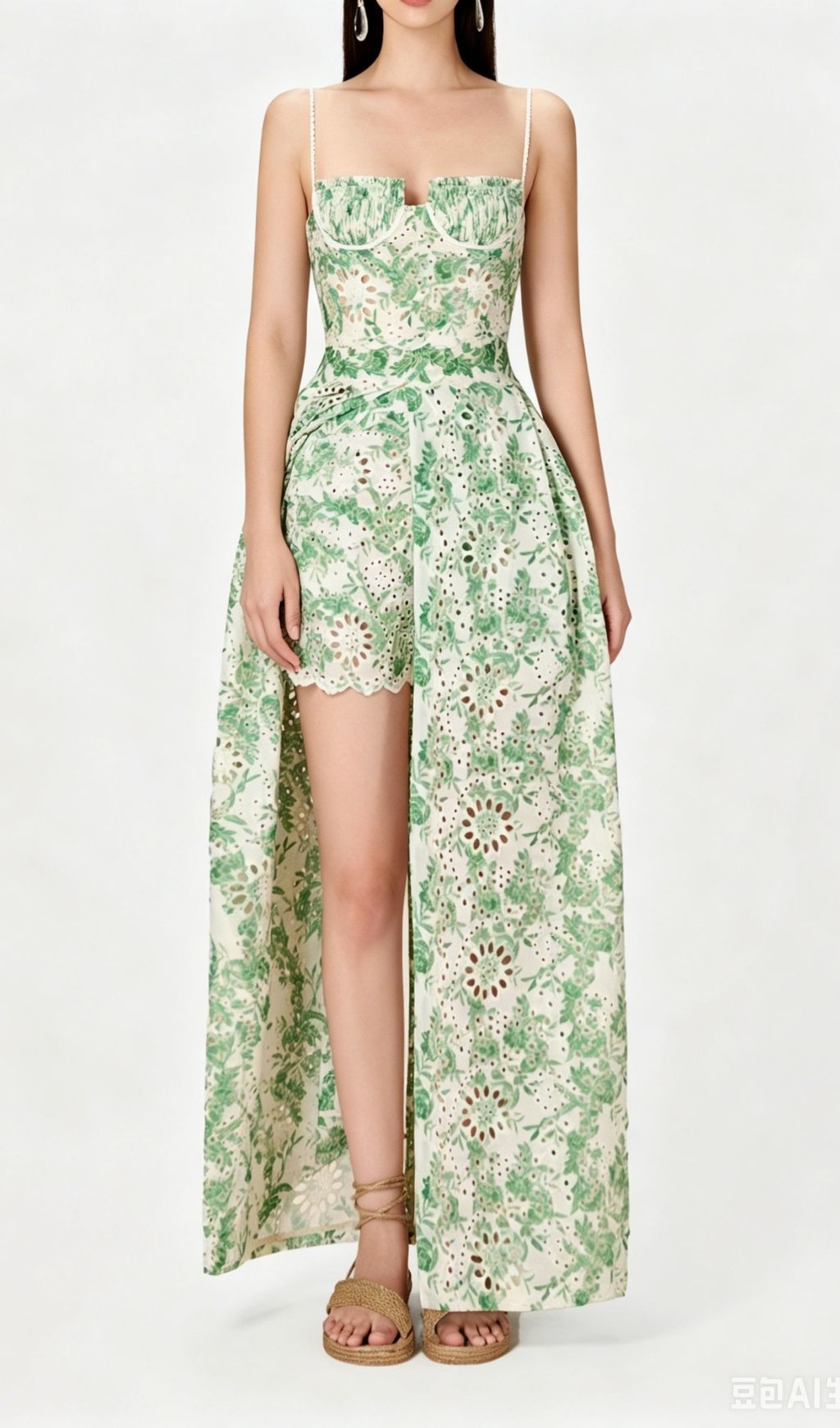 Kolby Green Printed Maxi Dress & Shorts Set