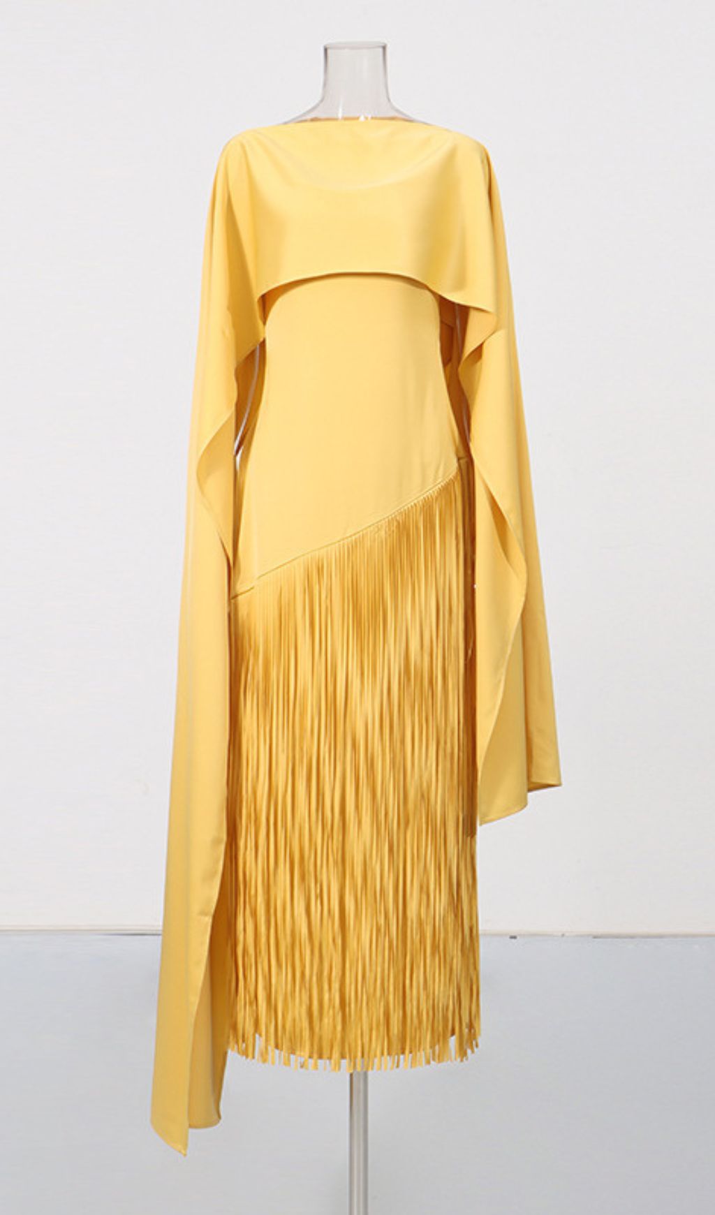 Kalona Ethereal Cape & Tassel Maxi Gown - Dramatic Evening Wear