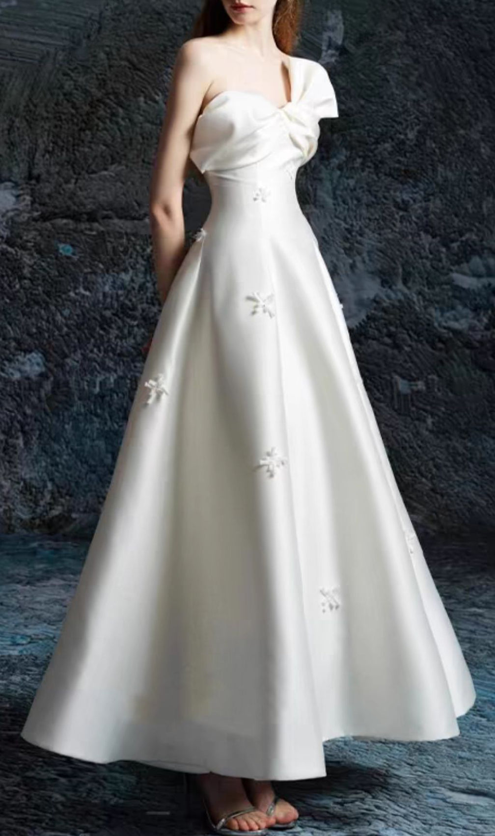 Ganesa White Strapless Knot Maxi Dress