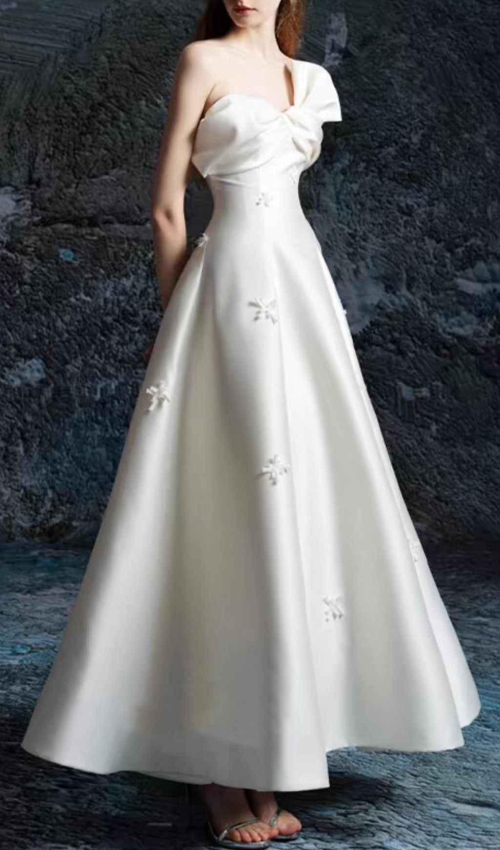 Ganesa White Strapless Knot Maxi Dress