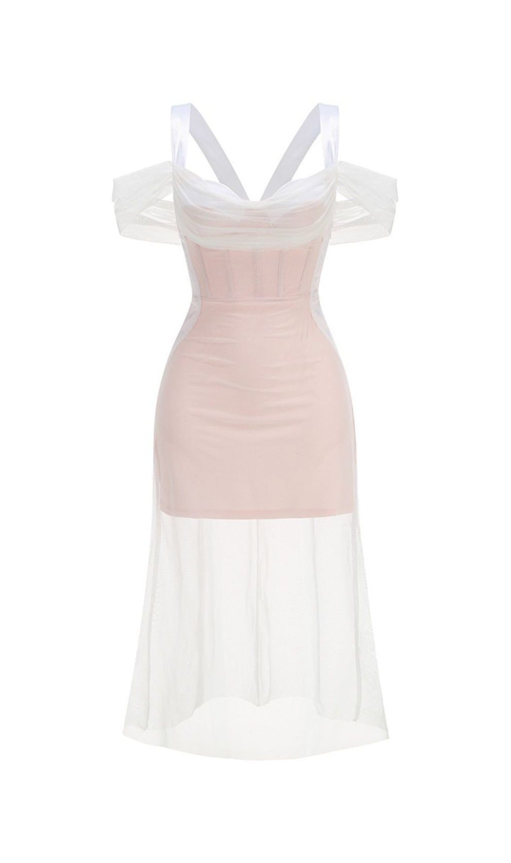 Jaelynn Corset Mesh Midi Dress - Elegant Strappy Evening Gown for Women