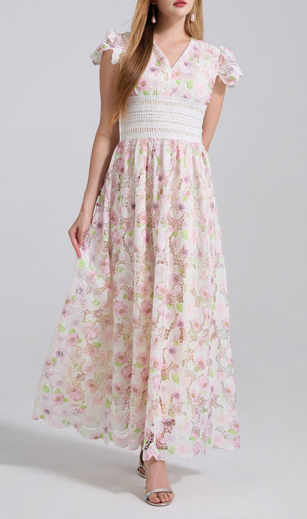 Ezlynn Flower Embroidery Maxi Dress