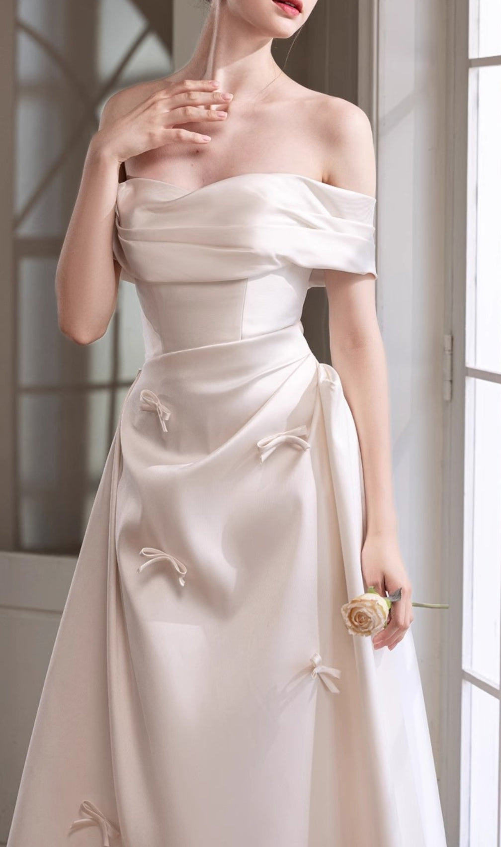 Destiny Off-Shoulder Bow Wedding Dress