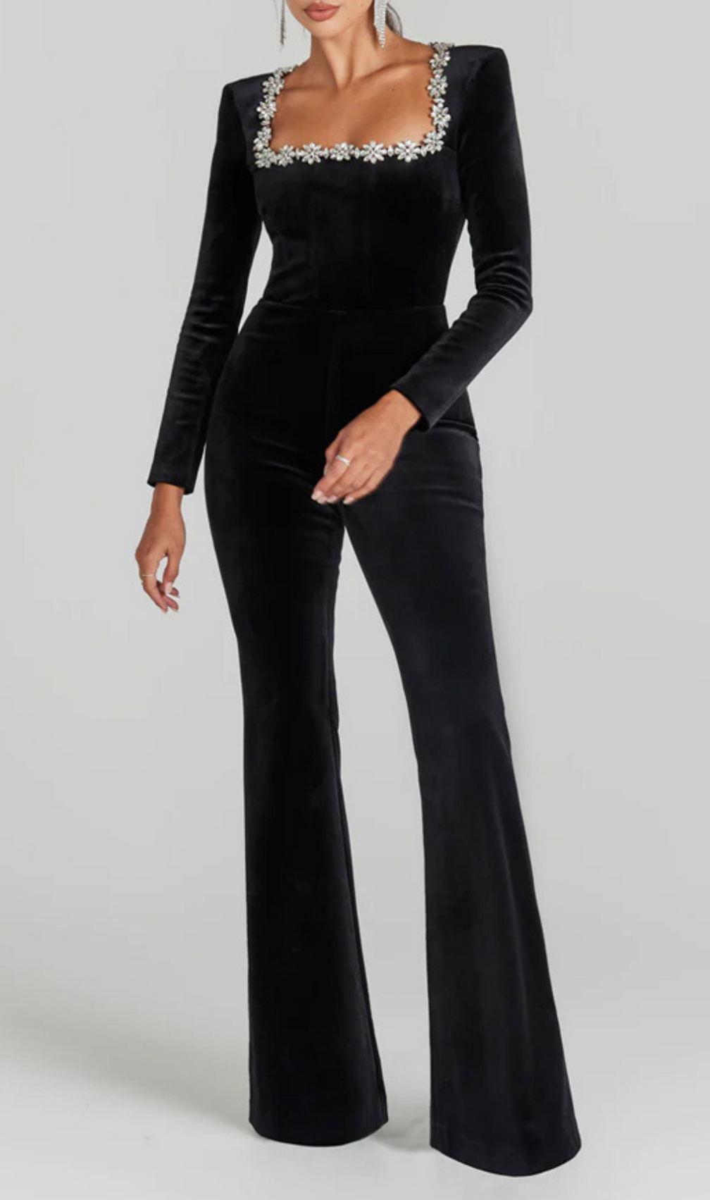 Azize Crystal Neckline Jumpsuit