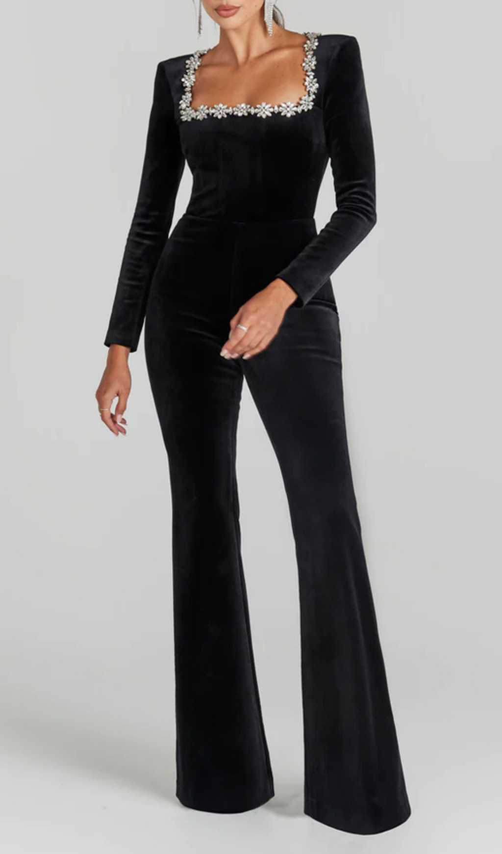 Azize Crystal Neckline Jumpsuit