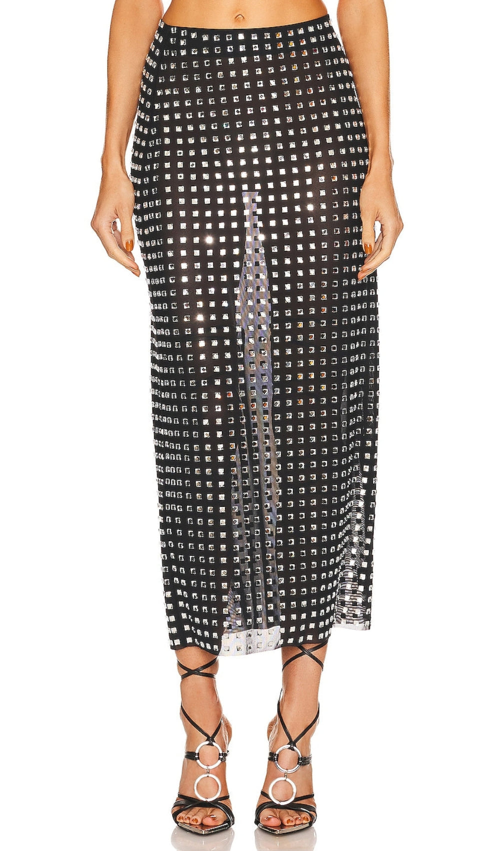 Metallic Sequin Skirt In Black
