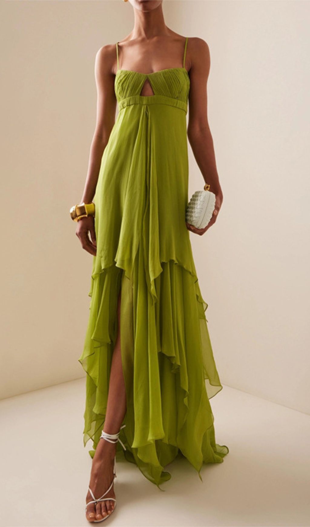 Emmalia Green Irregular Hem Maxi Dress