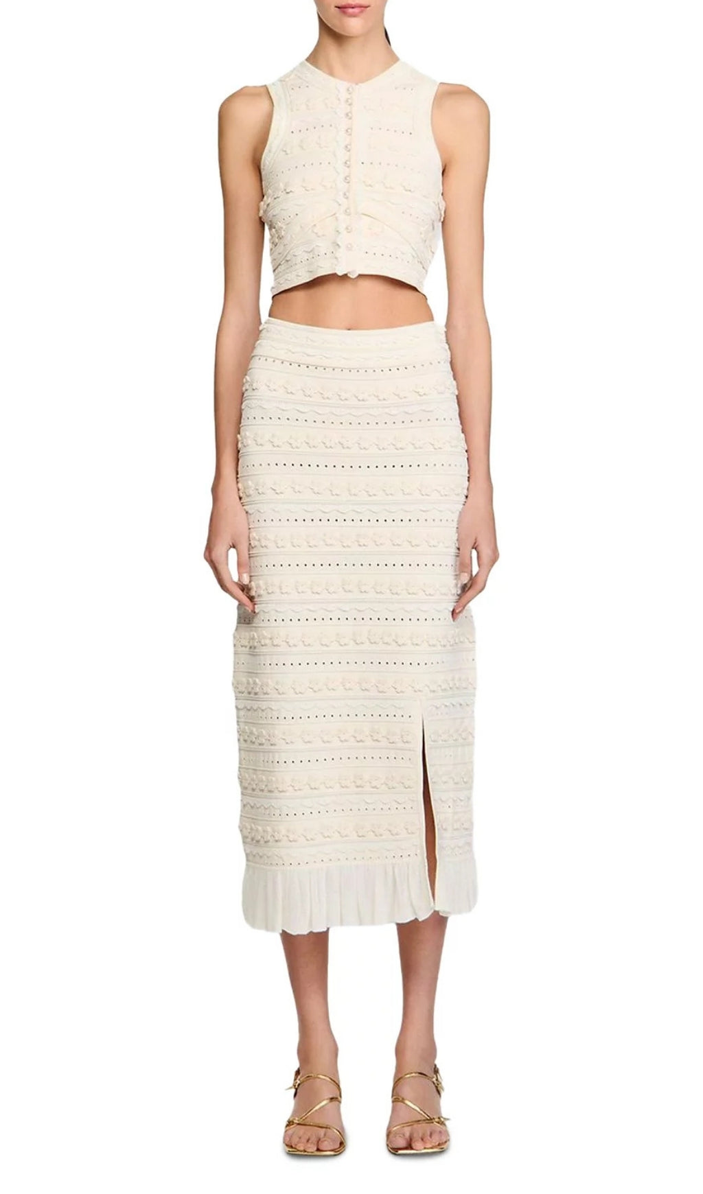 Crochet Trim Knit Skirt