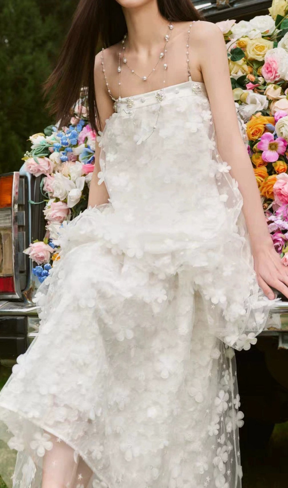 Harsha White Flower Embellished Maxi Dress