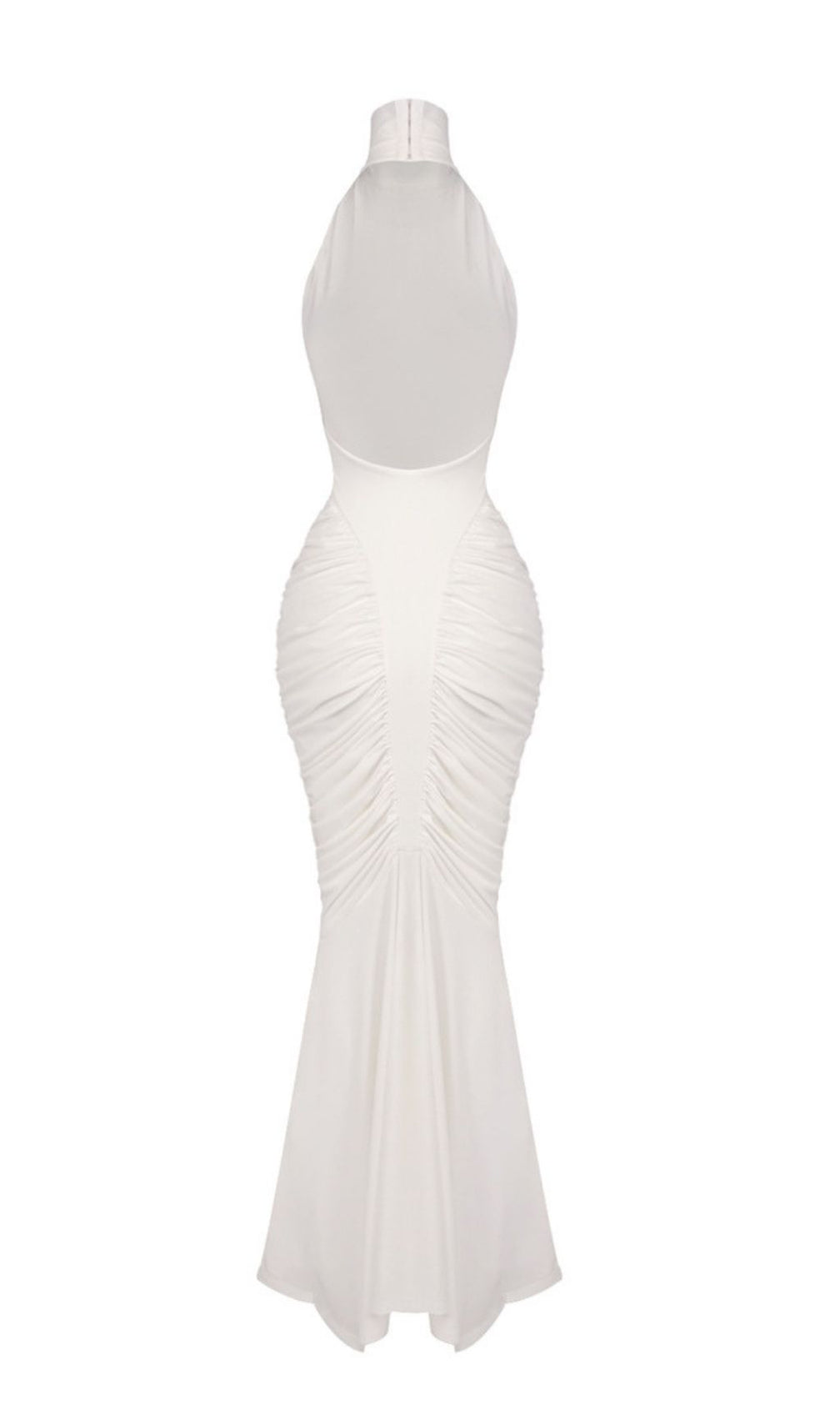 Kataleya White Halter Ruched Maxi Dress: Elegant & Figure-Flattering
