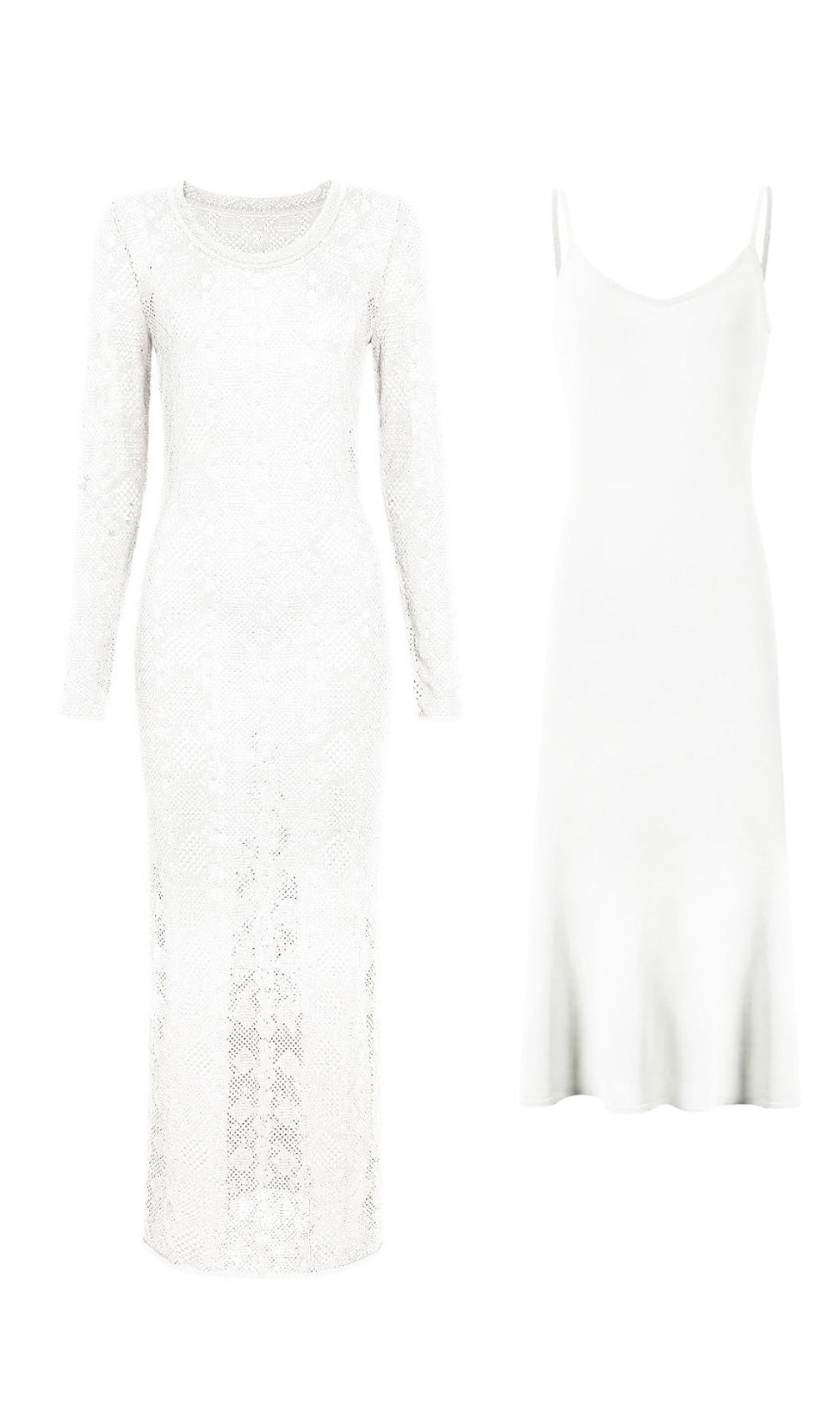 Jaime Luxe Emerald Green Sheer Knit Midi Dress & Slip Set | Versatile 2-Piece