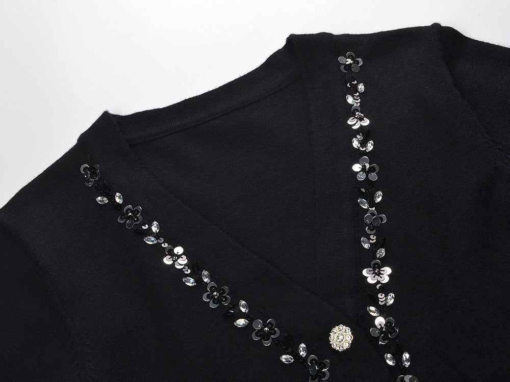Huyana Flower Sequin Cardigan