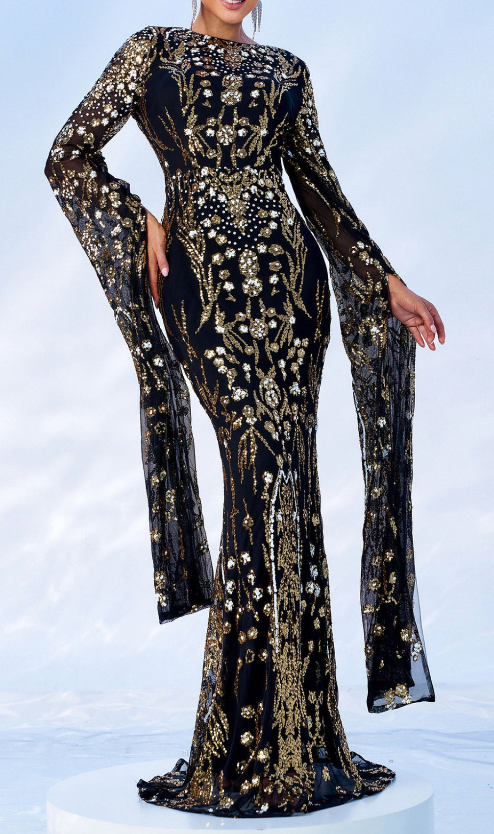 Cicely Gold Sequin Maxi Dress