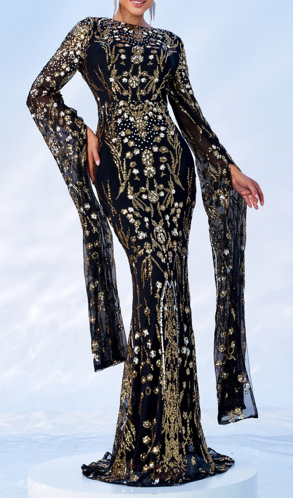 Cicely Gold Sequin Maxi Dress