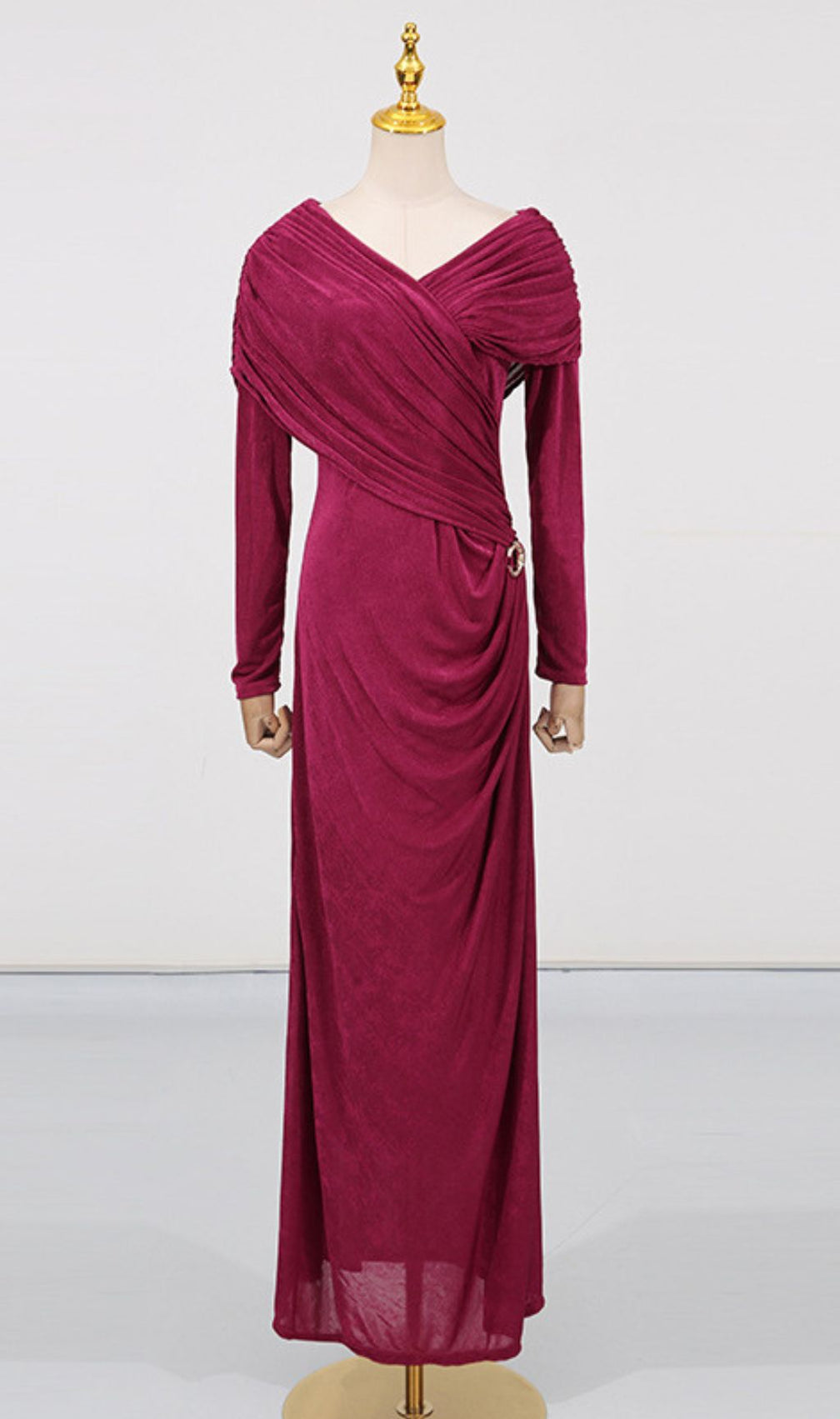 Goldy Ruched Long Sleeve Maxi Dress