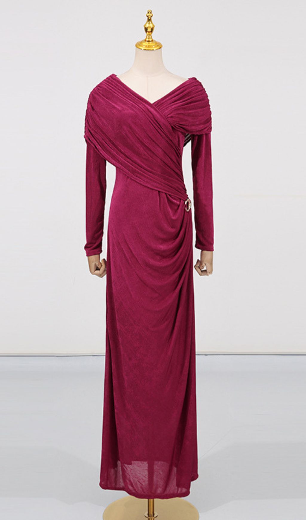 Goldy Ruched Long Sleeve Maxi Dress