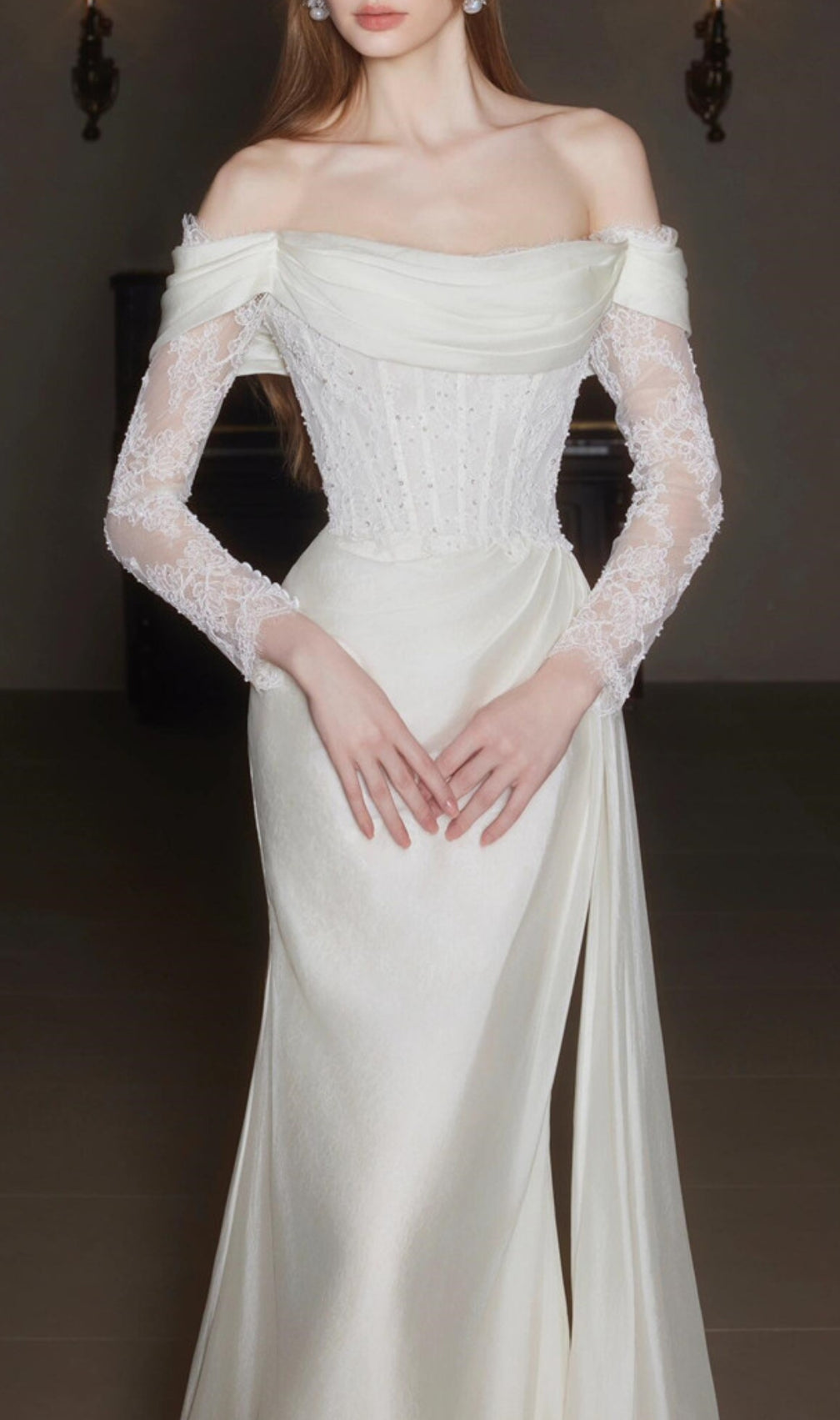 Clio White Lace Corset Wedding Dress