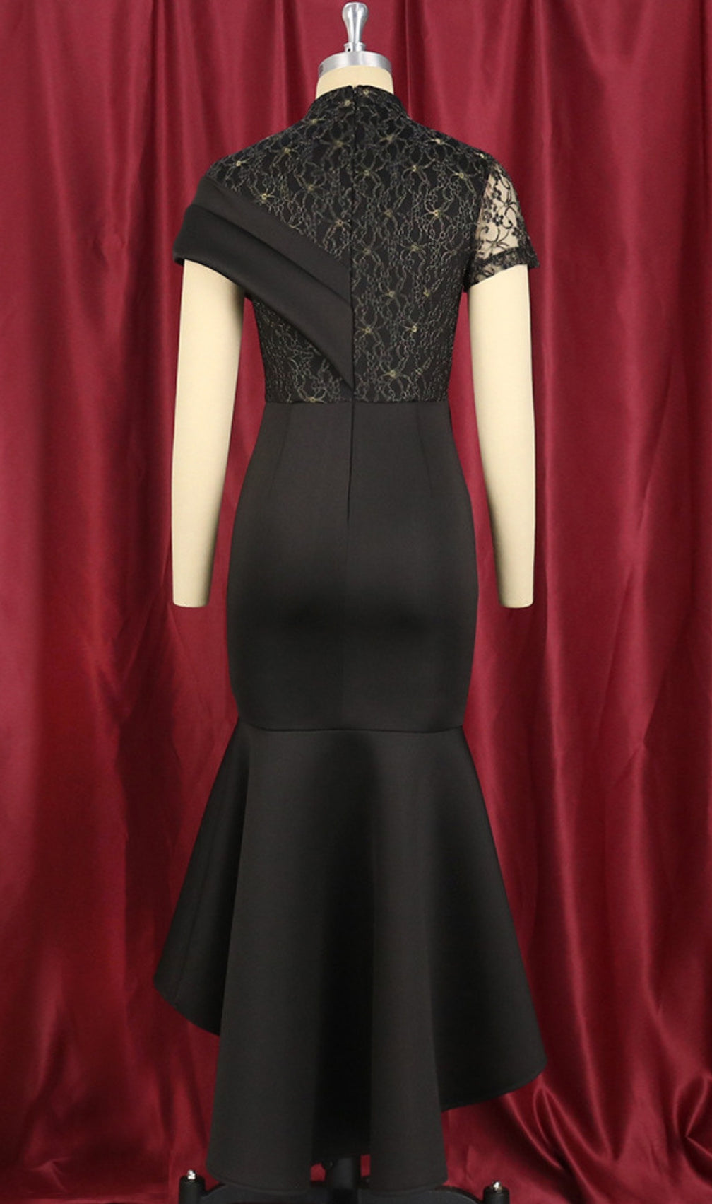 Bader Black Lace Irregular Midi Dress