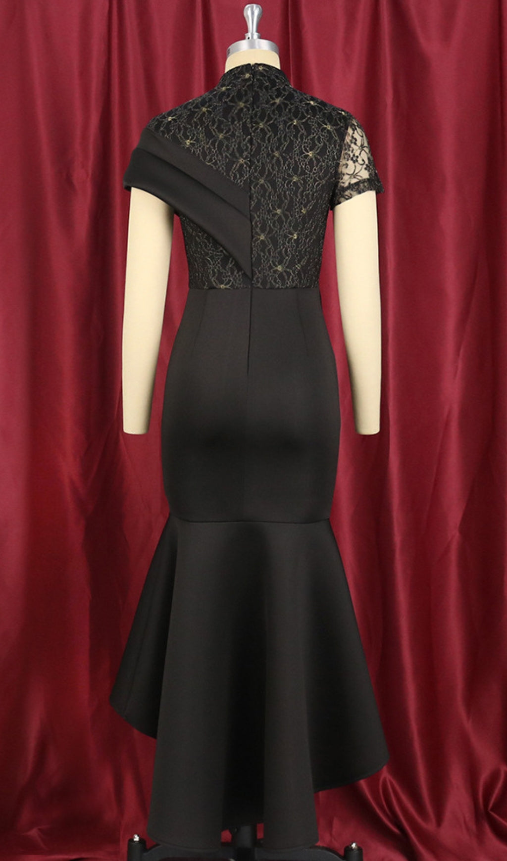 Bader Black Lace Irregular Midi Dress