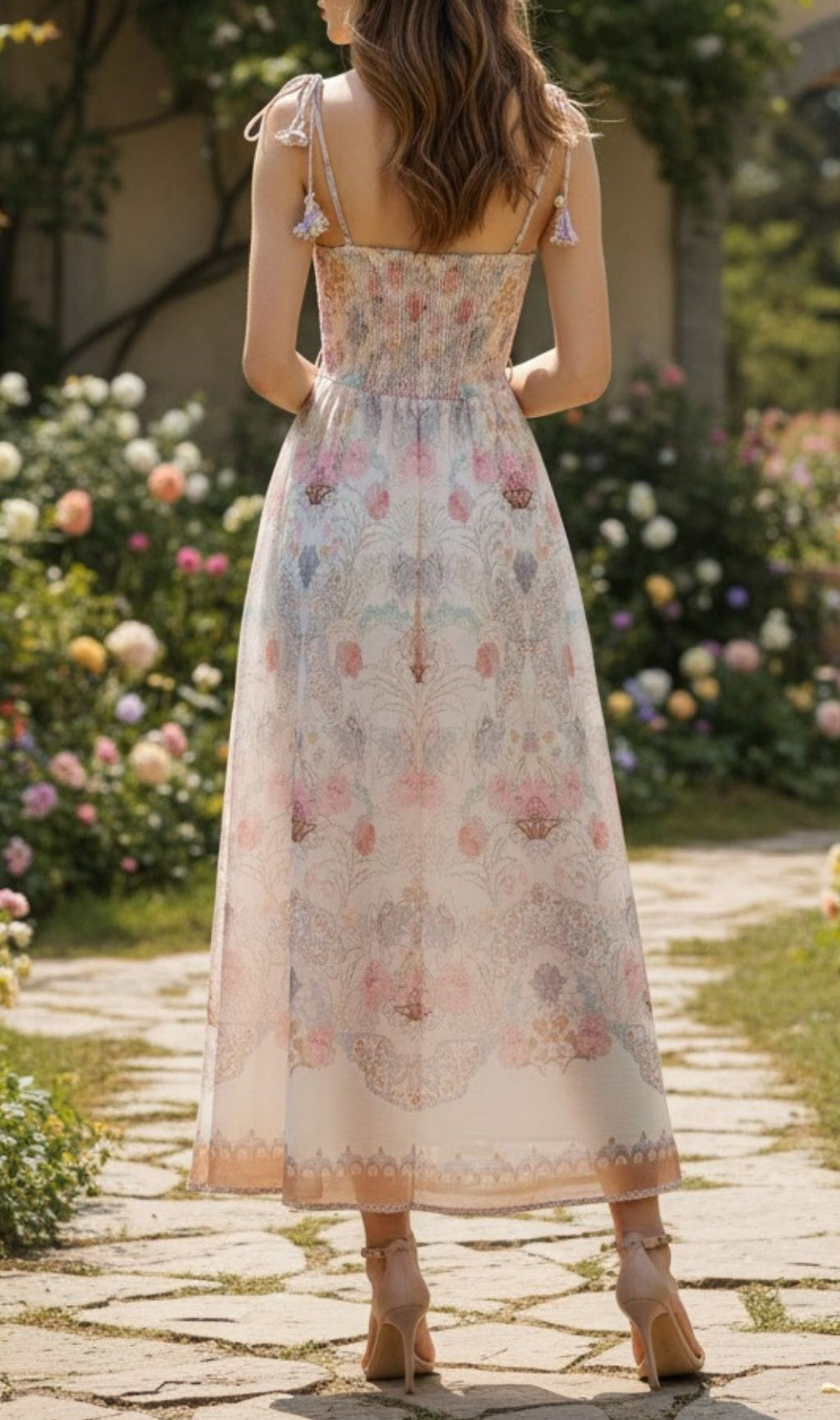 Karol Romantic Floral Maxi Dress - Bohemian Strappy Gown for Women