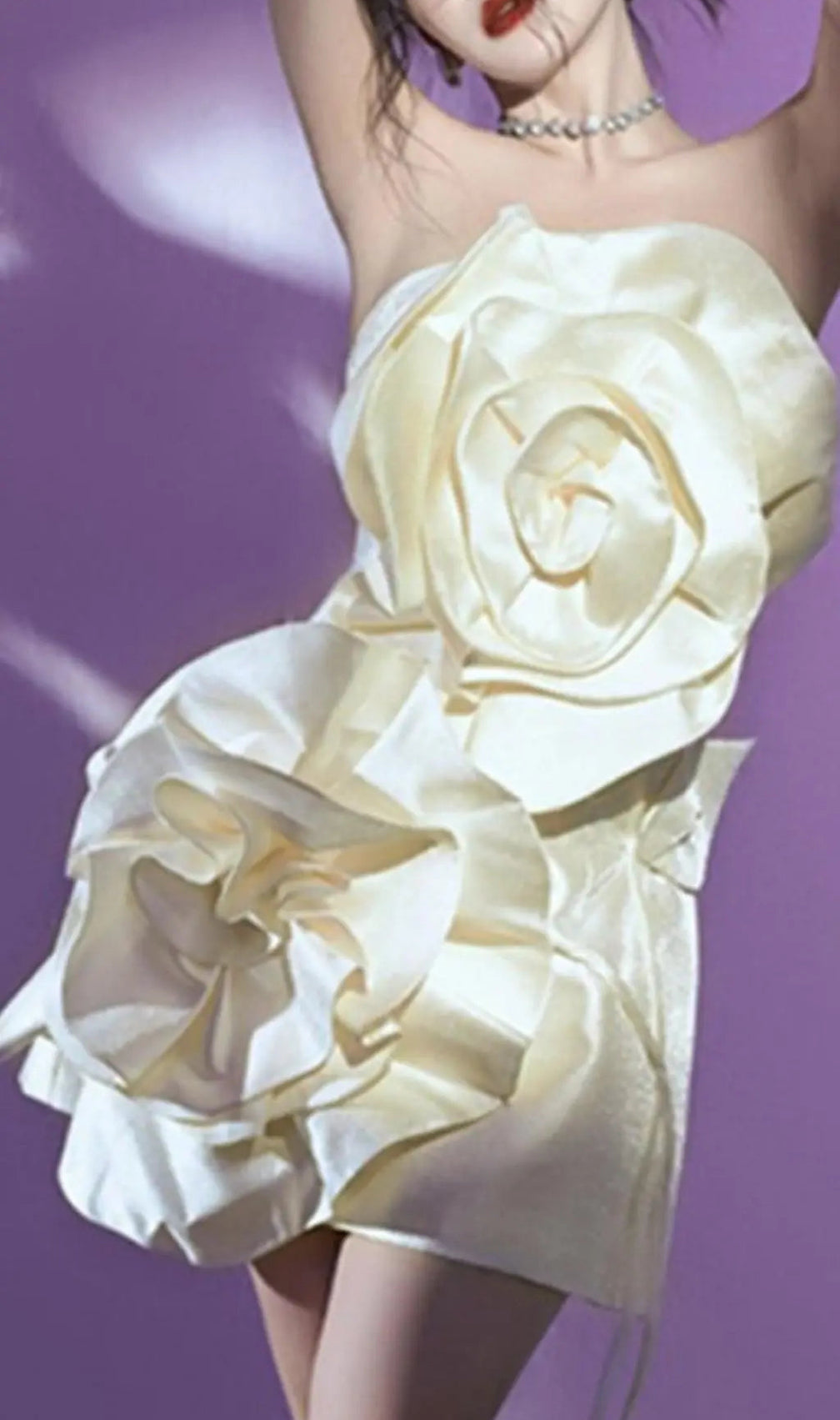 Achlys Beige Flower Bind Mini Dress