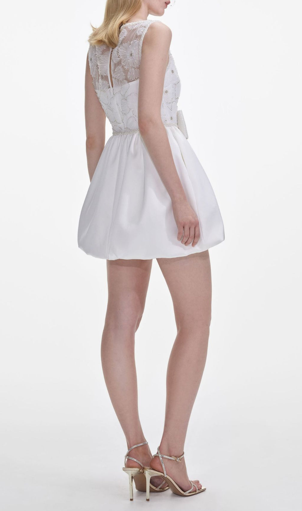 White Bow Lace Mini Dress