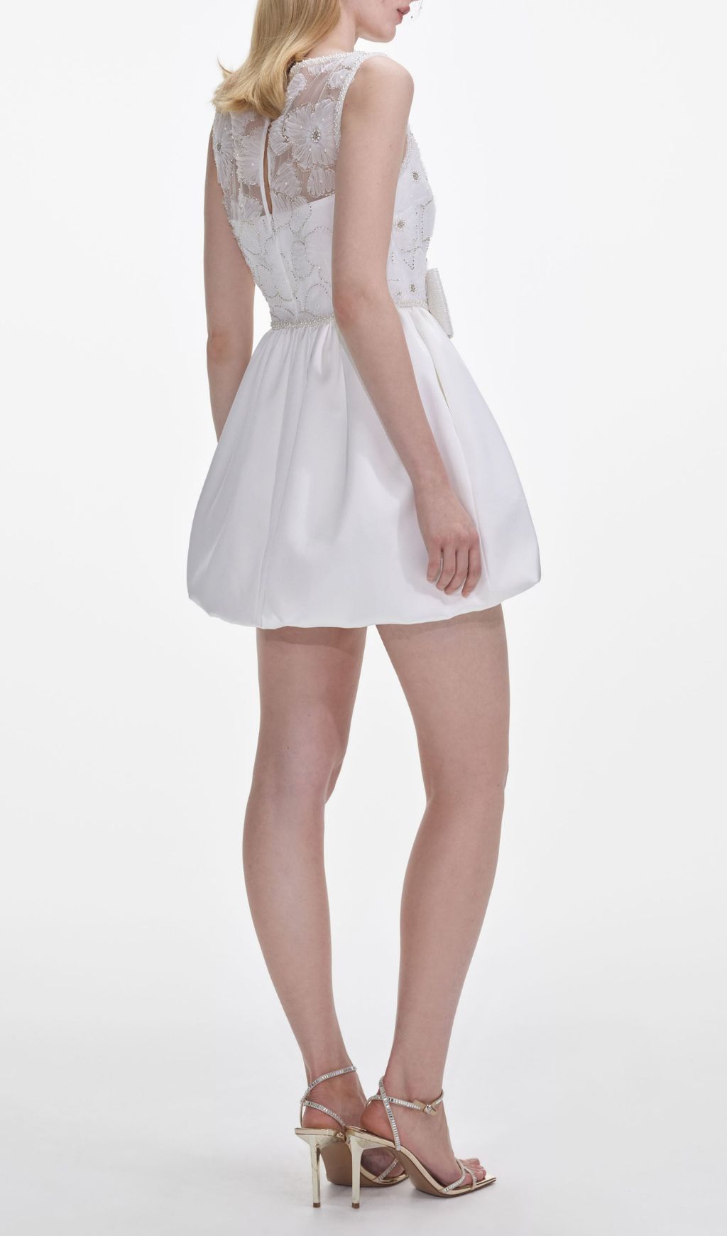 White Bow Lace Mini Dress