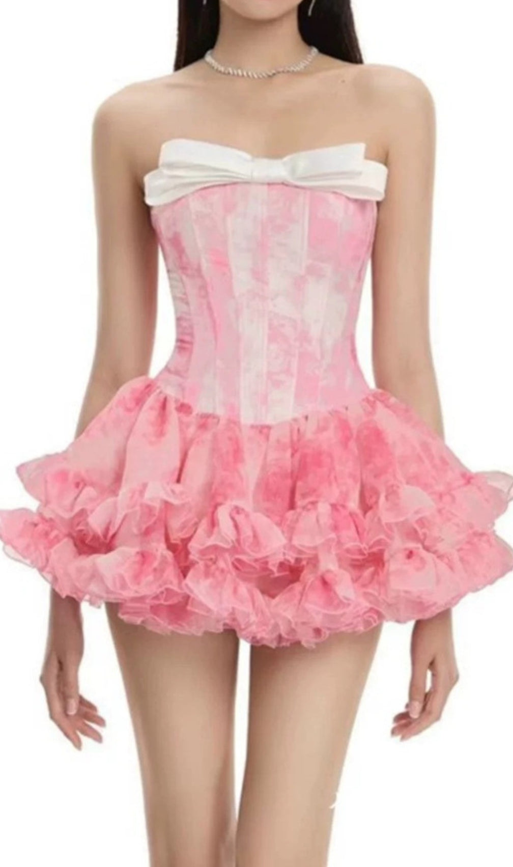 Dalya Pink Strapless Corset Mini Dress