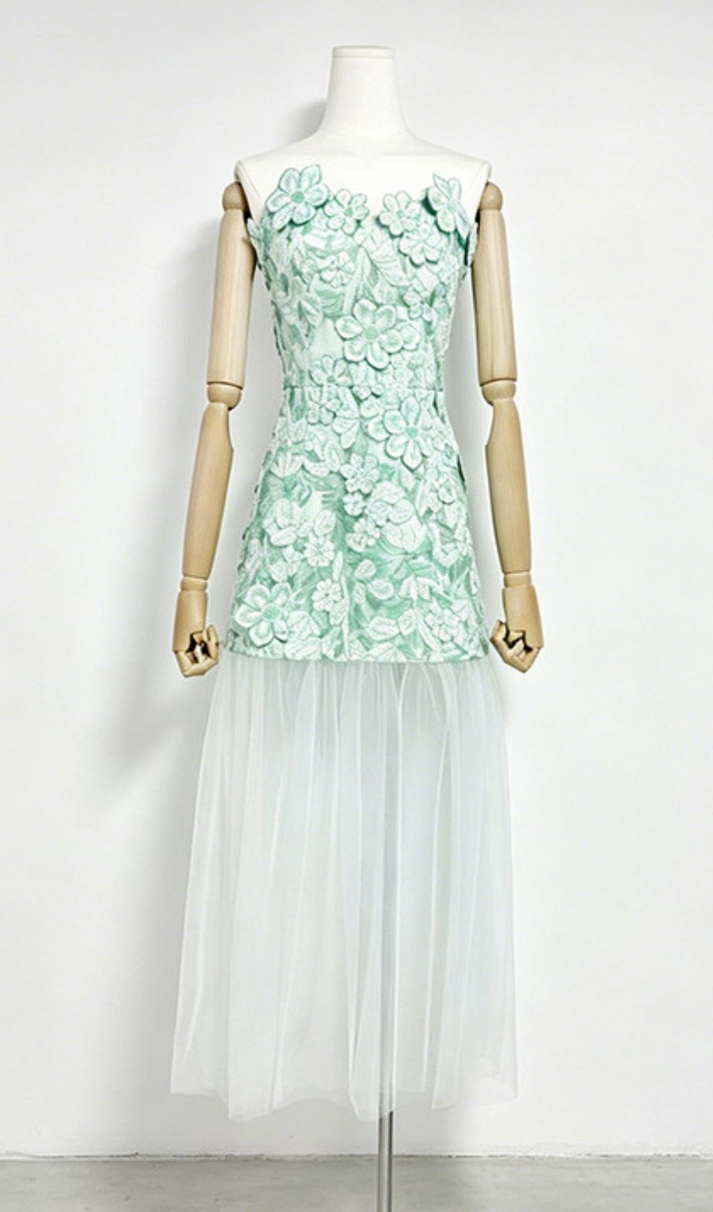 Kismet Green 3D Flower Mesh Maxi Dress
