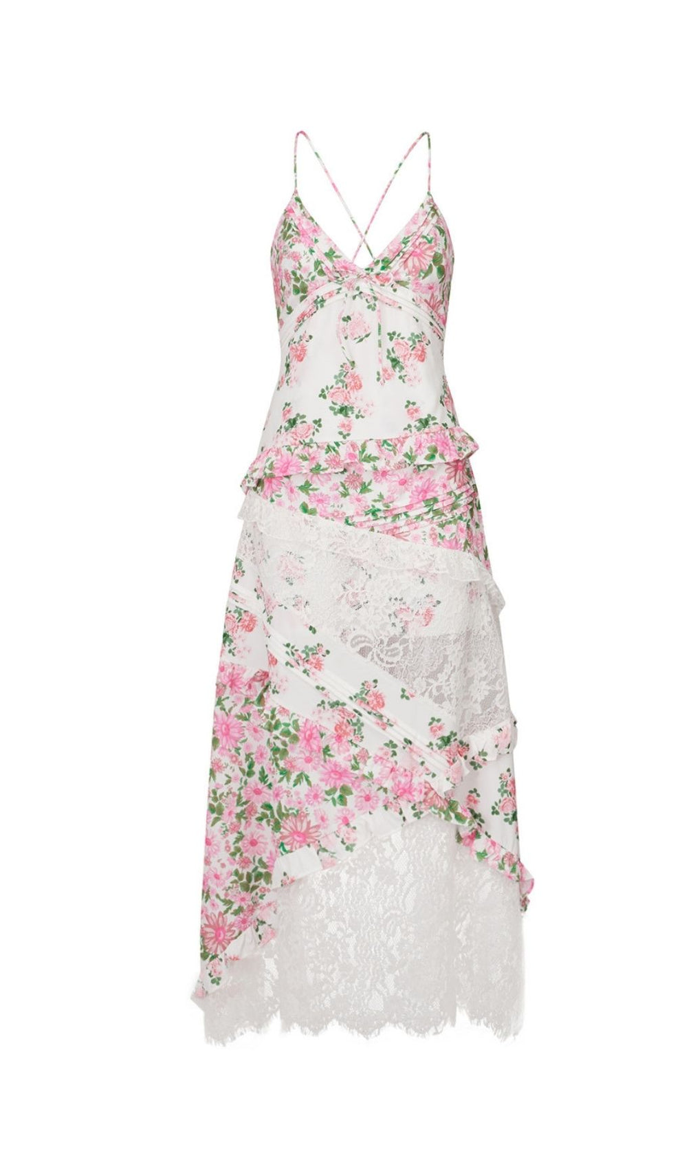 Georgia Romantic Pink Floral Lace V-Neck Maxi Dress | Spring & Summer Elegance