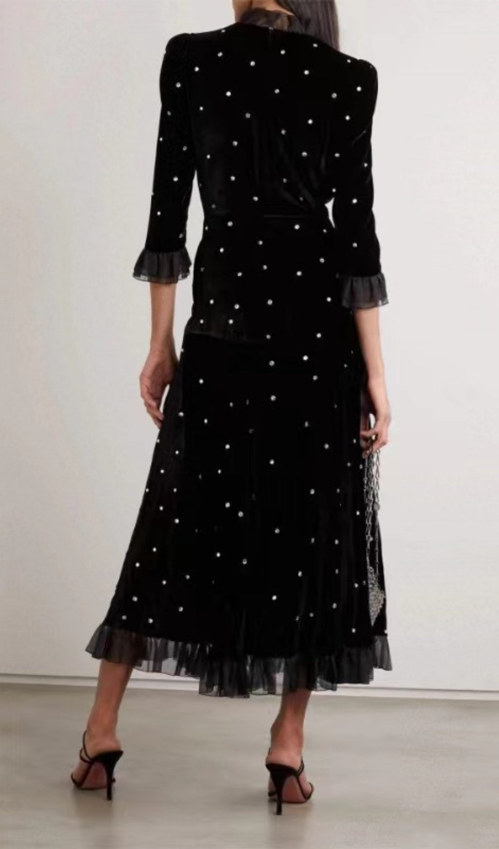 Abarne Velvet Dress With Crystals