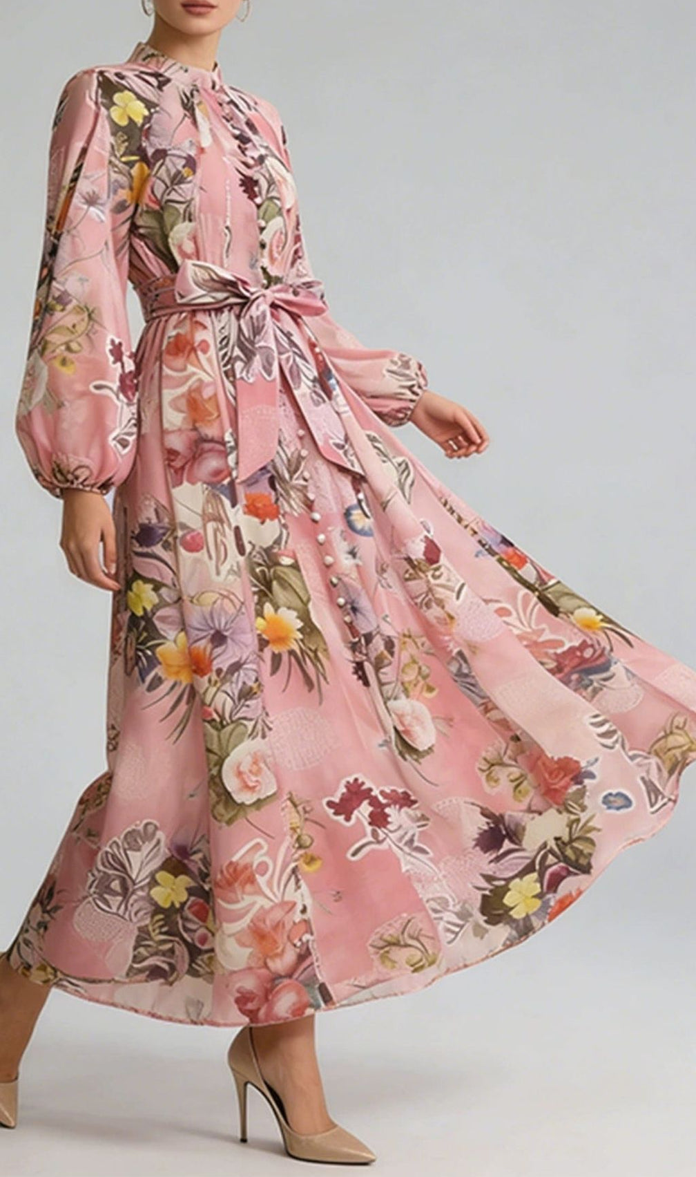 Kevina Elegant Pink Floral Maxi Dress for Women | Chic Wedding Guest & Spring Occasions