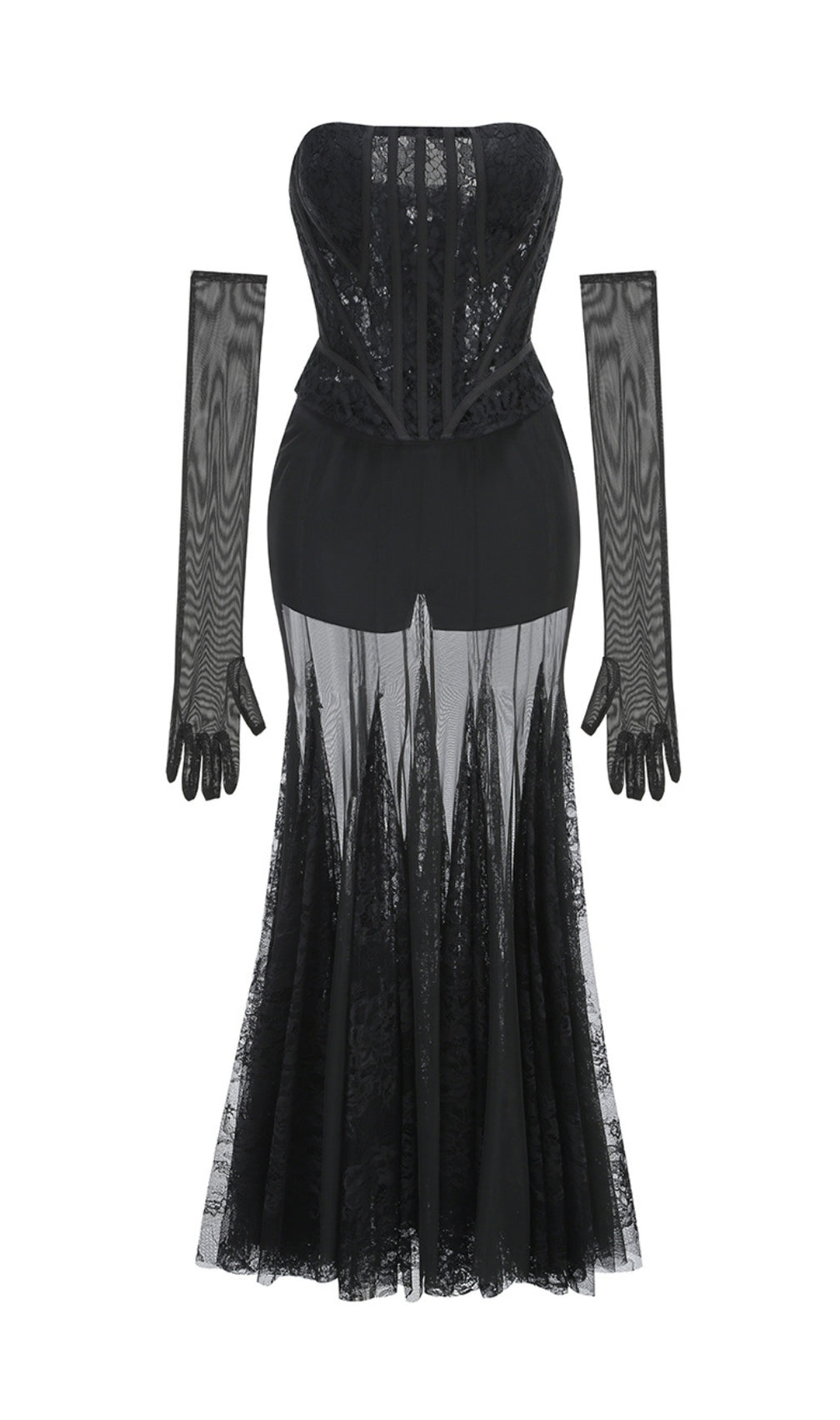 Calandra Black Corset Lace Skirt Set