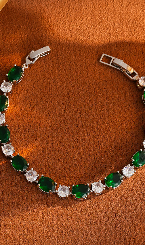 Elegant Emerald Green Bow Cubic Zirconia Jewelry Set