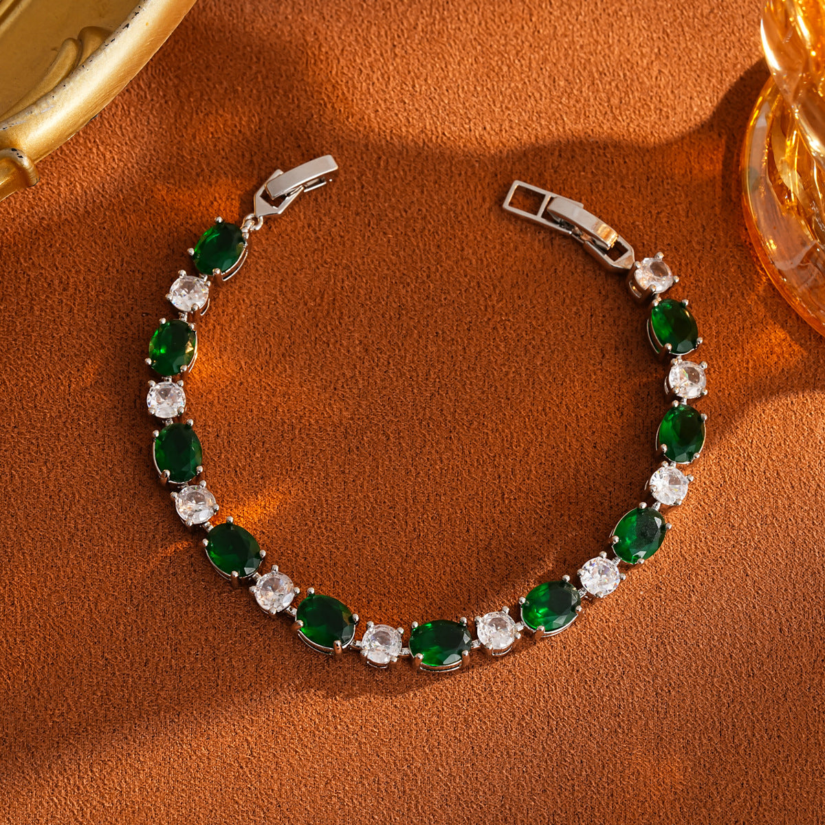 Elegant Emerald Green Bow Cubic Zirconia Jewelry Set