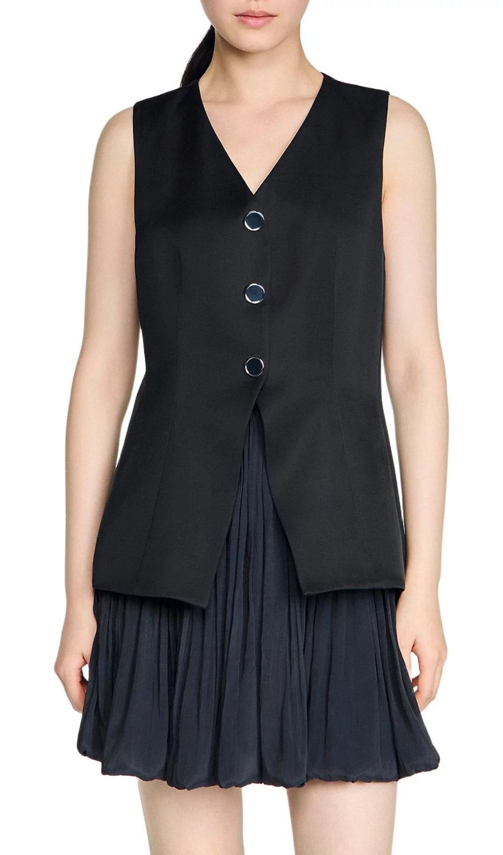 Nilda Chic Sleeveless Vest Bodice Bubble Mini Dress | Modern & Elegant