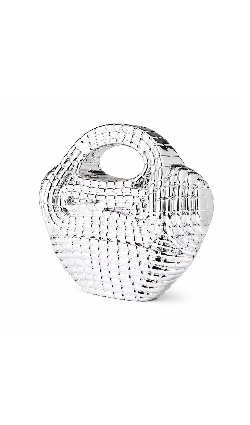 Raxelyn Silver Sculpted Grid Bag